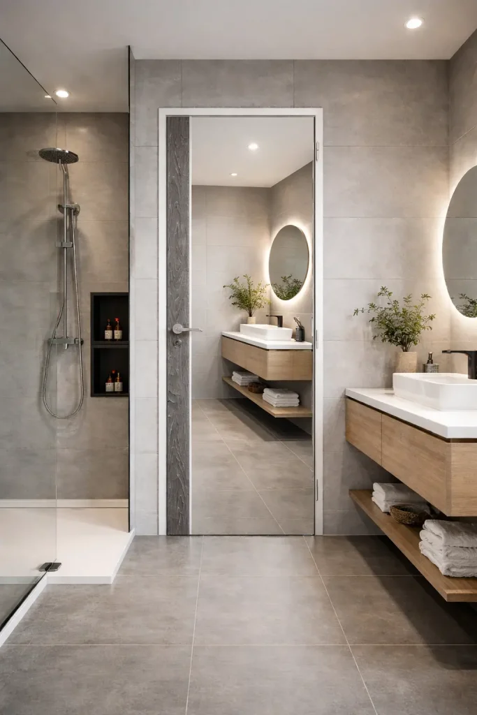 Врата за баня с огледало