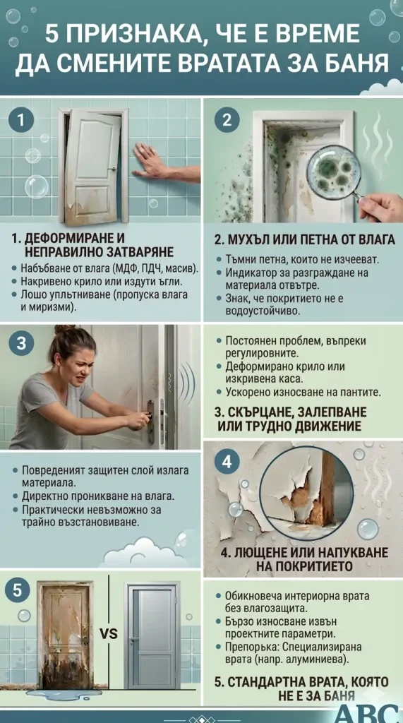 Инфографика за врата за баня